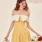 Bowknot waist pleated dress off-the-shoulder tube dress R5246