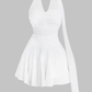 French pure desire style V-neck halter dress 2025 temperament waist A-line short skirt R1114