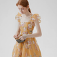 French style sleeveless suspender skirt short skirt floral skirt holiday dress R2771