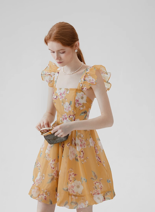 French style sleeveless suspender skirt short skirt floral skirt holiday dress R2771