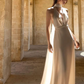 Simple Sexy Halter V-Neck Open Back With Train Long Wedding Dress      S6937