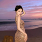 Sexy gold sequined suspender dress with slit hip-hugging holiday beach dress dress R1490