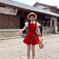 Red doll collar polka dot short-sleeved dress women's summer temperament skirt R4620