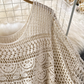 2025 new hollow hook flower knitted dress mid-length sleeve dress elegant and fashionable loose R0337