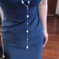 Retro blue suspender dress with elegant waist and slim fit R0757