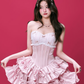 Cute Blush Pink Ruffled A-Line Strapless Tiered Bodycon Mini Birthday Dress Homecoming Dress RS359