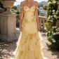 Stunning Frilled Embroidered Prom Gown Pastel Yellow Women's Corset Maxi Birthday Dress — Fall Outfit 2026 New RS3091
