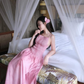Silky Flowy Women's Prom Gown Pink Maxi Evening Dress Birthday Dress — Fall Outfit 2026 New  RS3430
