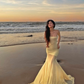 Resort Chiffon Flowy Prom Gown Pastel Yellow Women's Corset Maxi Casual Dress Evening Dress RS2961