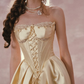 Silky Satin Embroidered Prom Gown Pastel Yellow Women's Maxi Birthday Dress Evening Dress RS2977