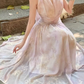 Gentle temperament v-neck jacquard halter dress holiday style beautiful dress R0871