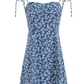 2025 Summer New Blue Floral Daisy Holiday Short Suspender Dress R0968