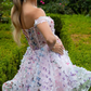 Cute White Floral A-Line Bateau Bodycon Mini Summer Dress Homecoming Dress RS403