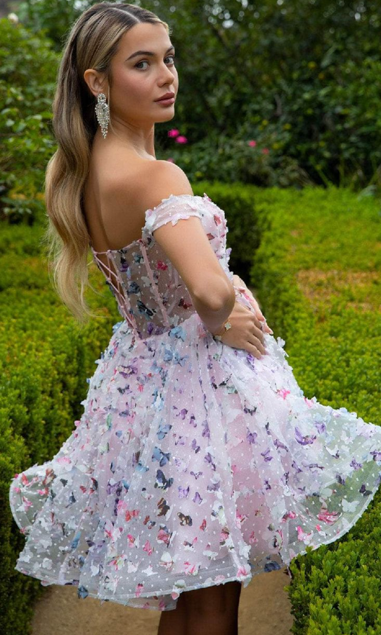 Cute White Floral A-Line Bateau Bodycon Mini Summer Dress Homecoming Dress RS403