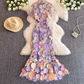 Beautiful heavy-duty three-dimensional flower embroidery embroidered seaside holiday dress with a high-end feel R0308