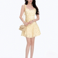 Yellow suspender waist slim A-line short skirt homecoming dress R5245