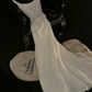 Light apricot-colored halter-neck satin fitted long ball gown/bridal dress R8821