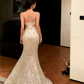 Silver sequined halter-neck fitted bodycon sexy long ball gown R8667