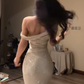 Silver Sequin One-Shoulder Waist-Cinched Fitted Floor-Length Prom Dress R7114