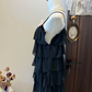 Black suspender cute cake skirt homecoming dress R4333
