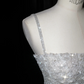 White suspender sequined waist A-line sexy long skirt, prom dress R5644