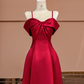Red halter-neck fitted A-line long ball gown R8420