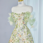 Light green off-shoulder fitted long ball gown R9001