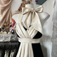 Black and white halter neck fitted A-line mini skirt, prom dress R6315