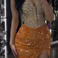 White diamond top and yellow hip sexy short skirt homecoming dress R5484