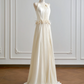 Light apricot halter neck fitted waist long elegant ball gown R8190