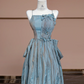 Gray-blue halter-neck fitted long ball gown/bridal dress R8333
