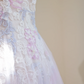 Light purple floral print strapless fitted A-line ball gown, bridal dress R8450