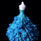 Blue strapless fitted waist slim-fitting ball gown with a full skirt R8698