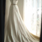 Ivory white halter-neck fitted waist elegant long ball gown, bridal dress R6833