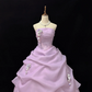 Light purple strapless, fitted waist, full skirt, long ball gown R9061