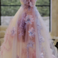 Pink and purple three-dimensional flower tube top waist slim ball gown bridal gown R5798