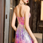 Pastel color suspenders low-cut sexy sequin waist slimming bright short skirt homecoming dress R4695