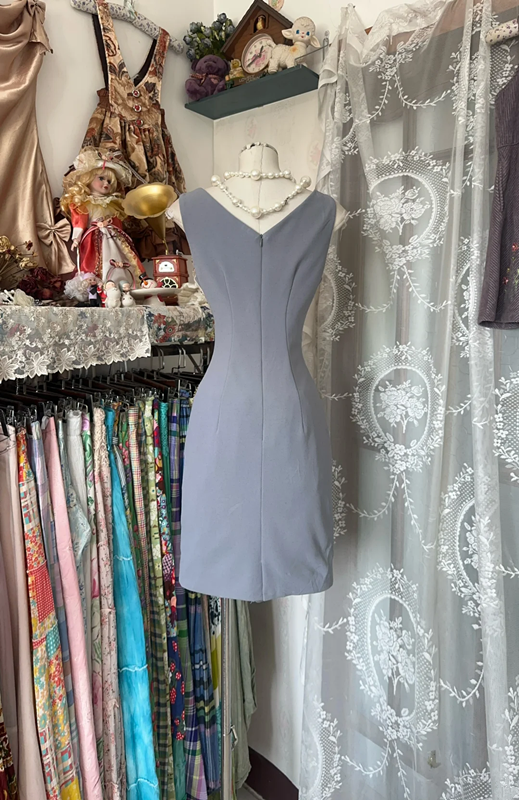 Retro stitching beaded waist slim hip short skirt ball gown R6196