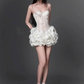 White sequined suspenders fish bone waist puffy three-dimensional flower skirt short skirt homecoming dress R4860