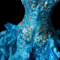 Blue strapless fitted waist slim-fitting ball gown with a full skirt R8698