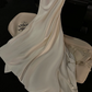 Light apricot-colored halter-neck satin fitted long ball gown/bridal dress R8821