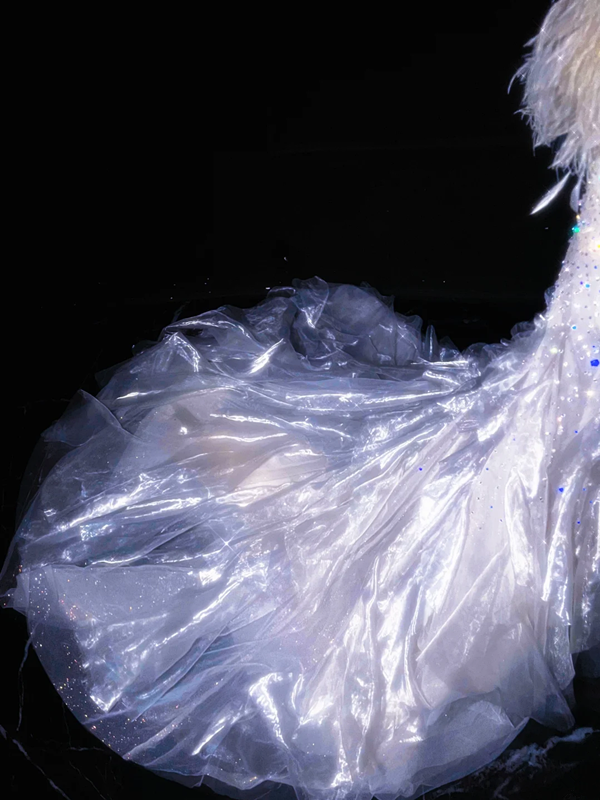 Pink Diamond Strapless Waist Slim Fishtail Skirt Long Bridal Dress R5721