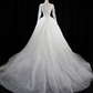 White square-neck, fitted waist, full skirt, long ball gown, bridal dress R8941