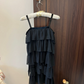 Black suspender cute cake skirt homecoming dress R4333