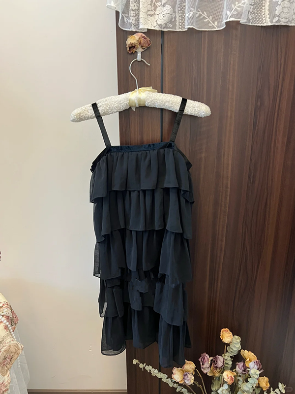 Black suspender cute cake skirt homecoming dress R4333