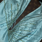 Light blue halter-neck fitted mermaid long ball gown R6994
