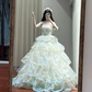 White off-the-shoulder, fitted waist, tiered, full skirt, long ball gown R8638