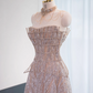 Light pink strapless fitted long ball gown, bridal dress R8971