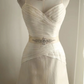 Ivory white halter-neck fitted waist elegant long ball gown, bridal dress R6833