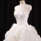 White strapless, fitted waist, full skirt, long ball gown, bridal dress R8911